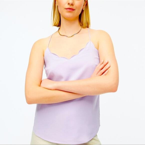 J. Crew Lilac Scalloped Racerback Cami Tank Top New - Picture 1 of 9